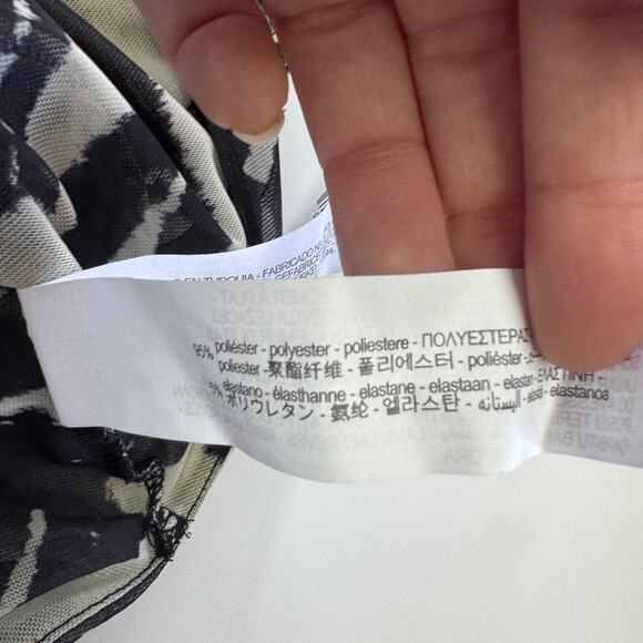 Zara Tank Top Womens Medium Black Animal Zebra Print Cross Cross Cowl Neck - Picture 4 of 8